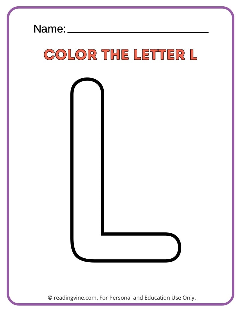 Letter l worksheets for preschool free printable