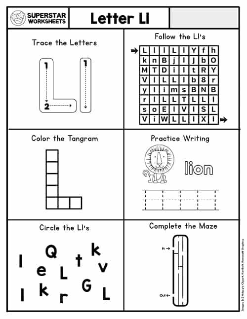 Letter l worksheet