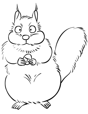 Dibujo de ardilla de la historieta con la bellota para colorear dibujos para colorear imprimir gratis