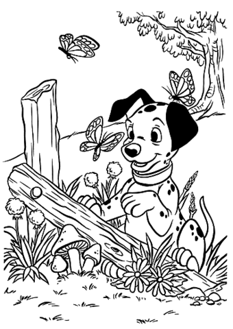 Dalmatian lucky plays with butterfly coloring page pãginas para colorear disney pãginas para colorear lindas pãginas para colorear de animales