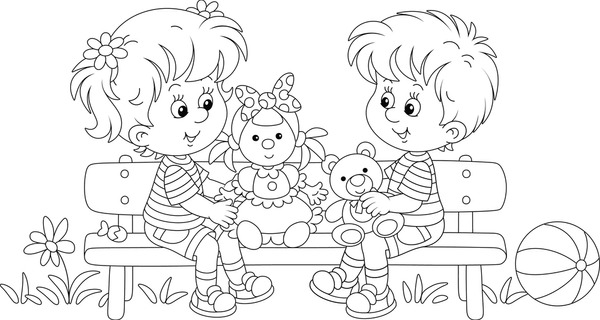 Imãgenes fotos de stock objetos en d y vectores sobre black and white coloring page kids park