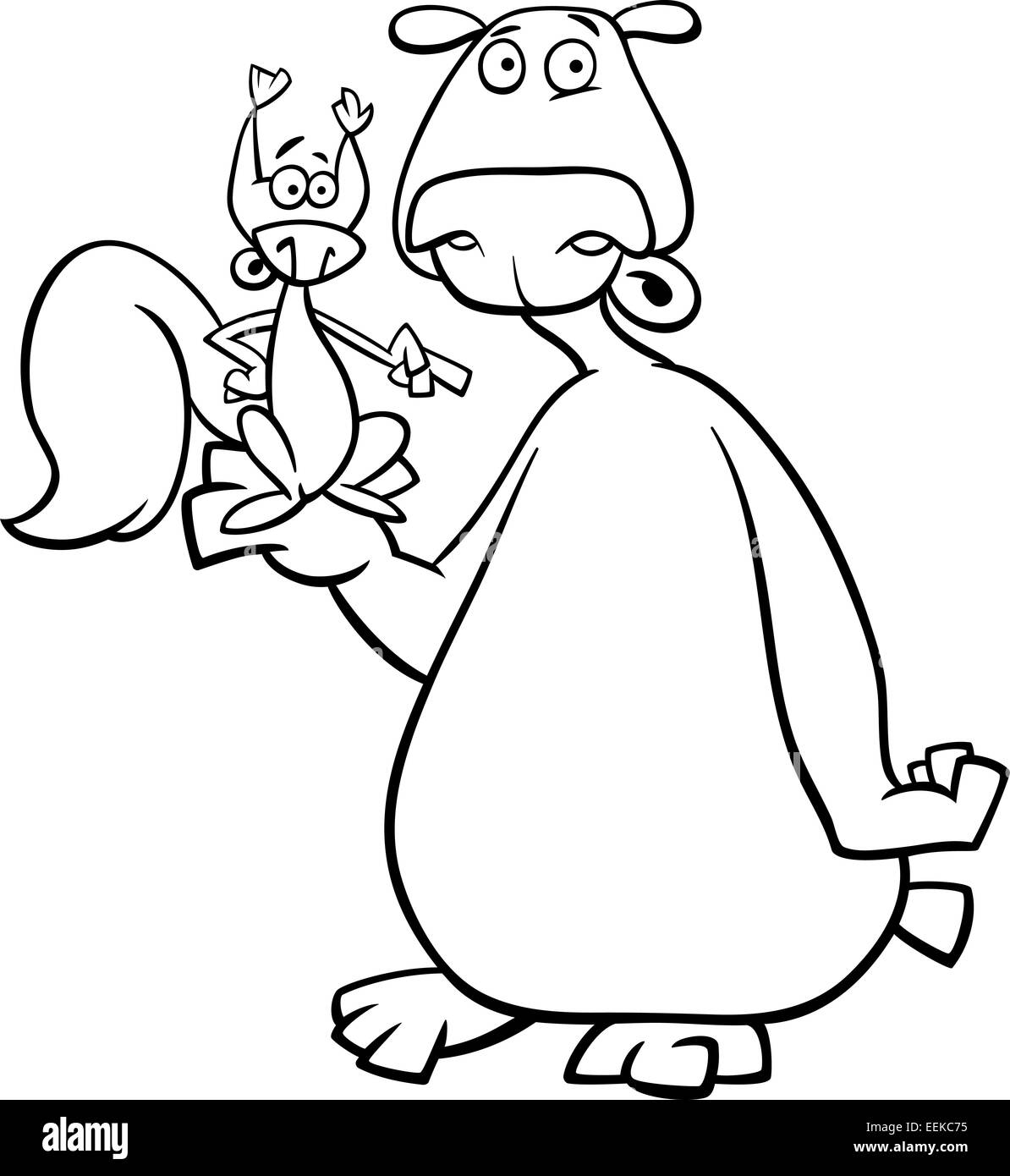 Cartoon squirrel imãgen de stock en blanco y negro