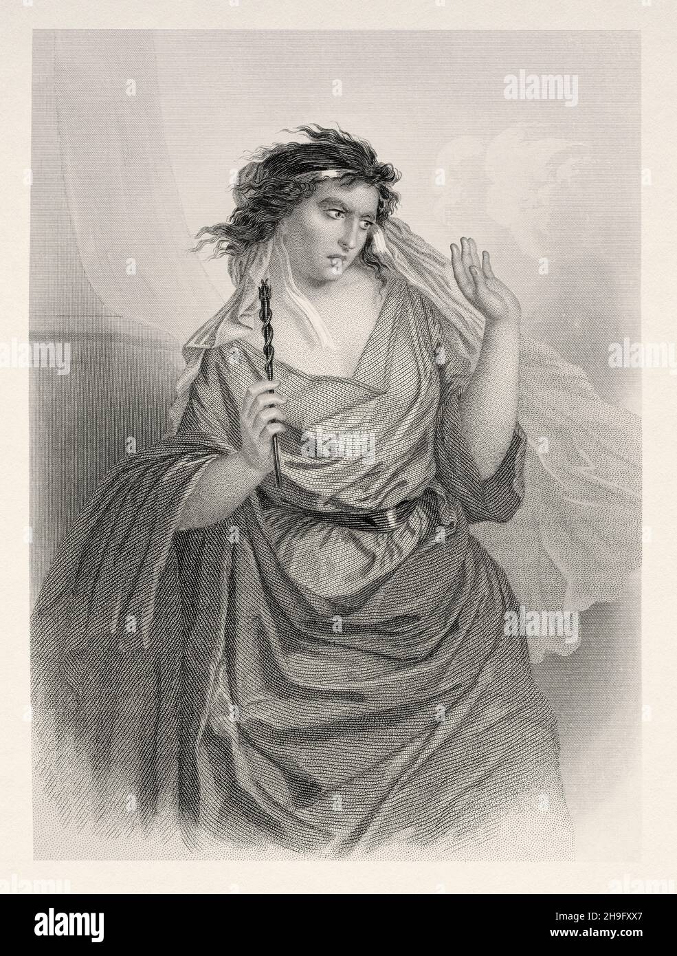 La bruja de endor una figura de la biblia primer libro de samuel antigua ilustraciãn del siglo th grabada de muger de la biblia por joaquãn roca y cornet fotografãa