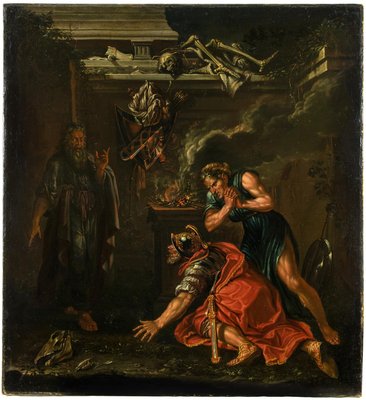 The witch of endor late th century oil on canvas for sale at