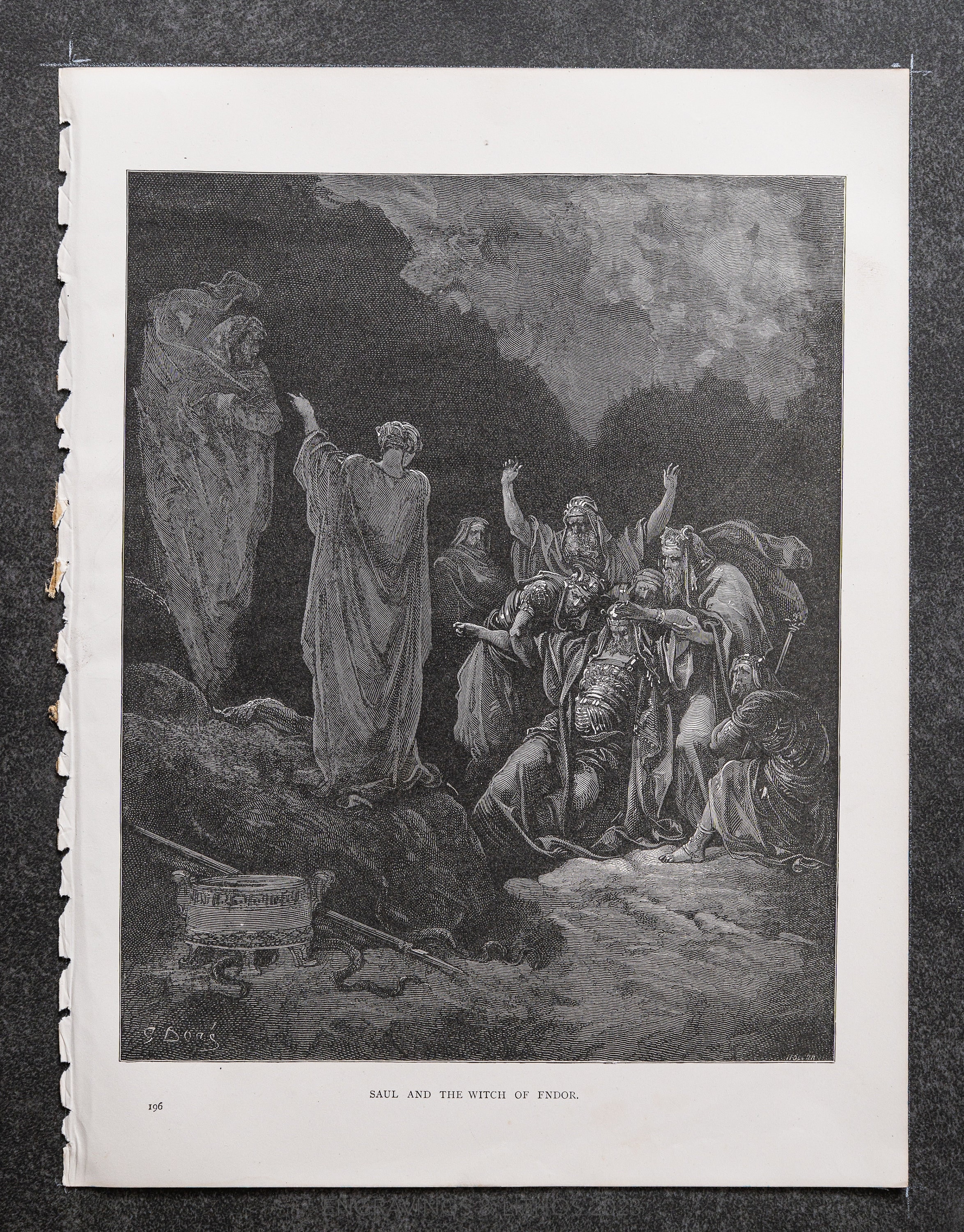 Saãºl y la bruja de endor grabado original de the dore