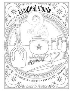 Book of spells witch coloring pages book of shadows coloring books