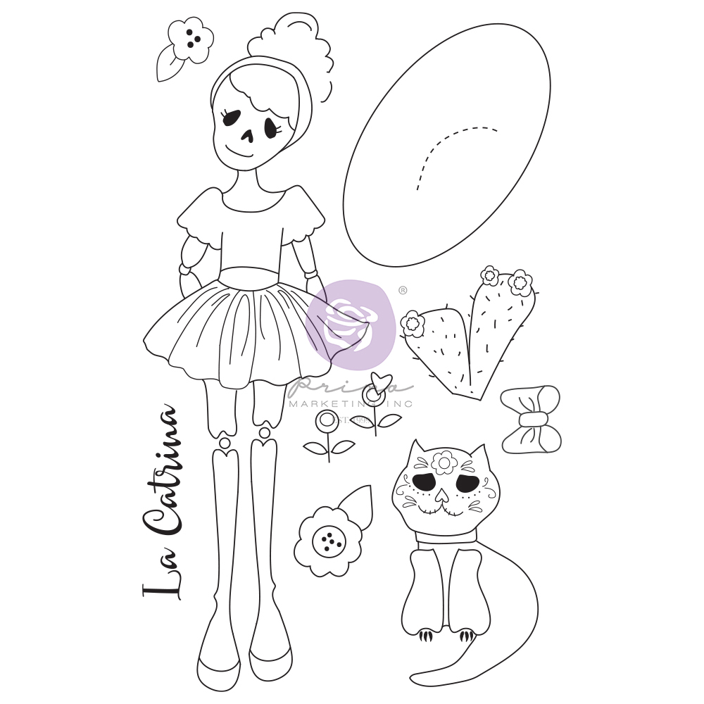 Julie n doll stamp â la catrina â pcs â prima marketing inc
