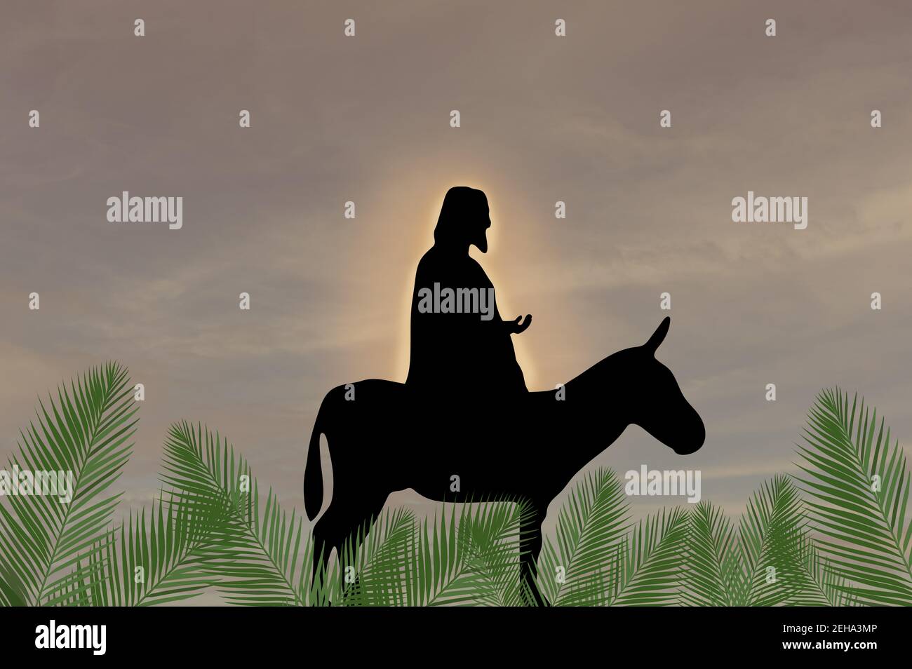 Jesus donkey palm sunday vector hi