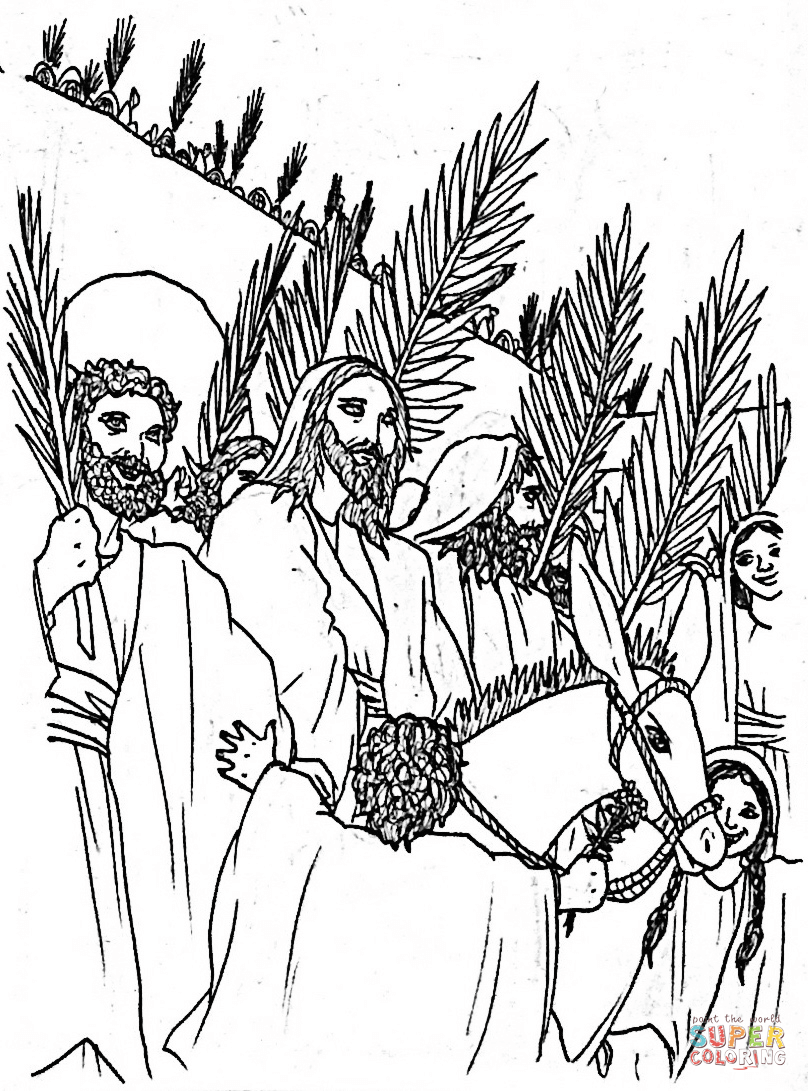 Desenho de o rei entra em jerusalãm