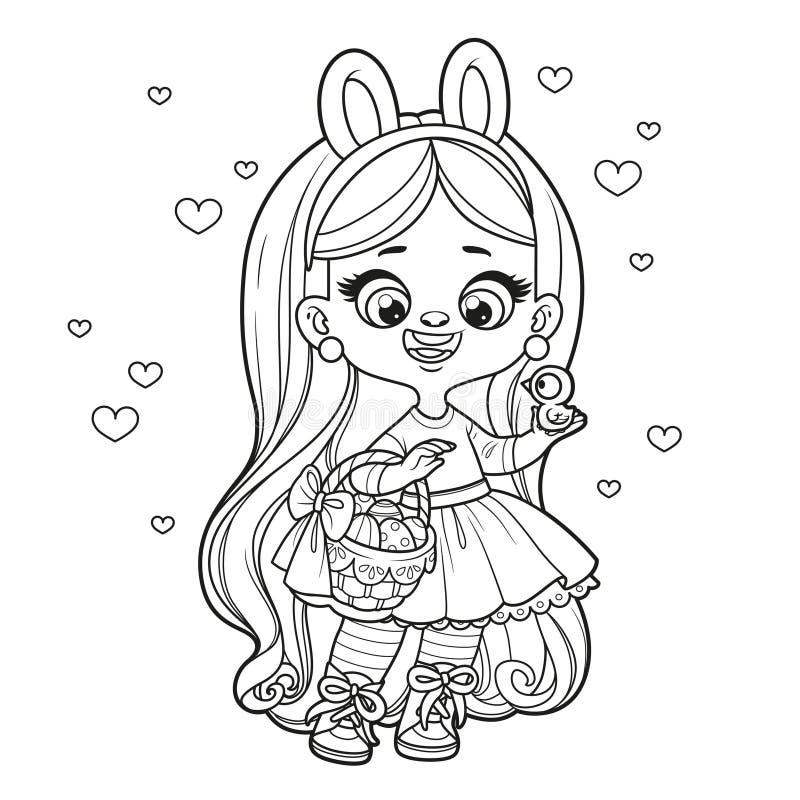 Girl basket coloring page stock illustrations â girl basket coloring page stock illustrations vectors clipart