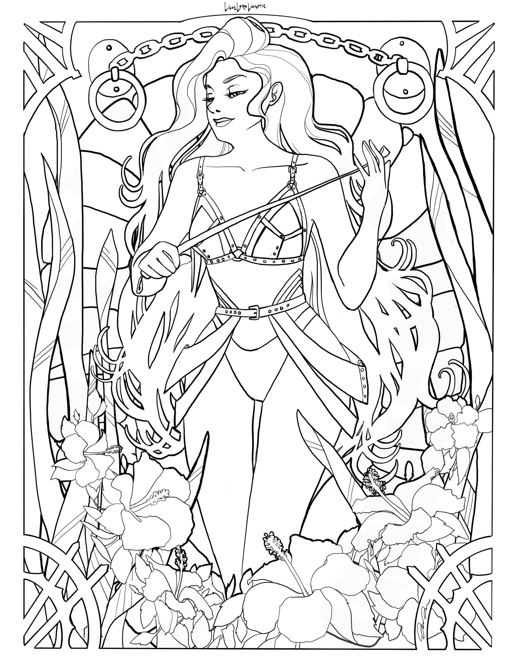 Downloadable love lorn lingerie adult coloring page