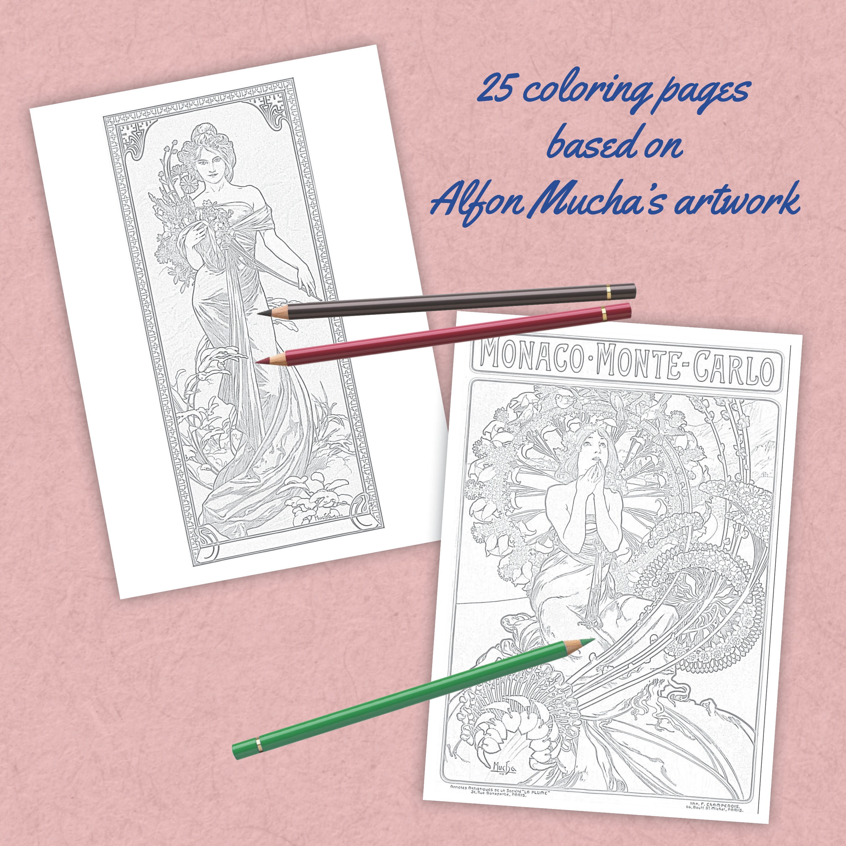 Art nouveau coloring pages pictures to download and print coloring book for children and adults