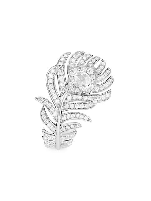 Shop boucheron nature plume de paon k white gold tcw diamond ring saks fifth avenue