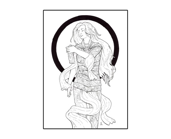 Dessin ã la plume dencre dune femme en armure fantastique dans le style art nouveau