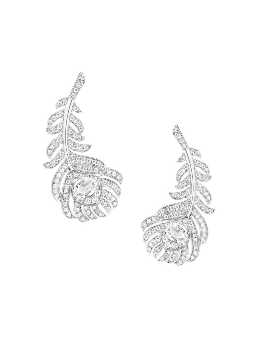 Shop boucheron plume de paon k white gold diamond peacock feather clip