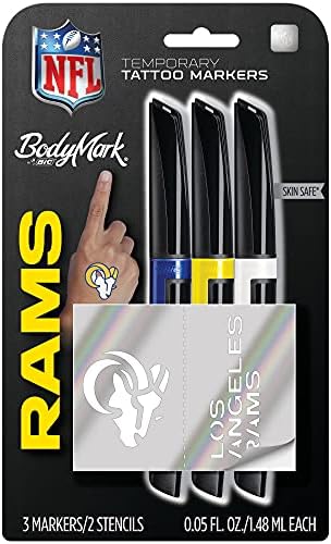 Bic bodymark temporary tattoo marker nfl series los angeles rams skin safe brush tip assorted colors