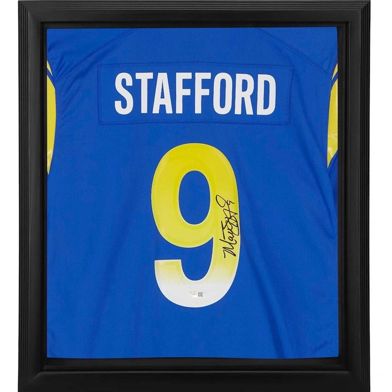 Matthew stafford autographed los angeles rams blue nike framed jersey fanatics