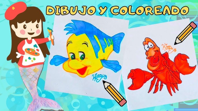 Ð la sirenita version ðª tutorial de arte disney ð dibujo delineado y coloreado en minutos ð