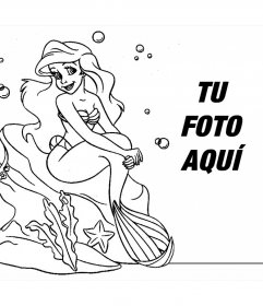Dibujo para colorear de la sirenita donde tambiãn puedes aãadir tu foto