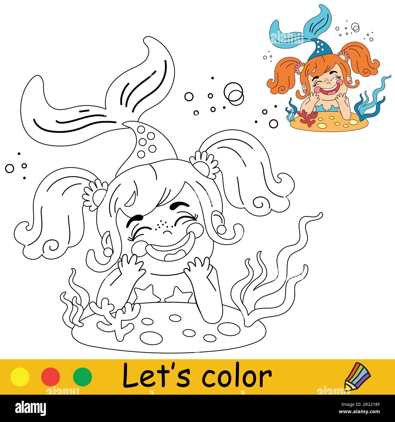 Mermaid illustration sea hi