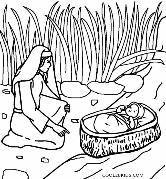 Printable moses coloring pages for kids coolbkids sunday school coloring pages baby moses bible coloring pages