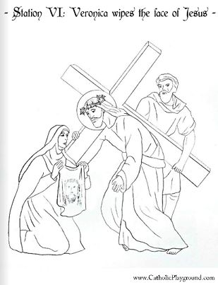 Coloring page for the sixth station veronica wipes the face of jesus jesus coloring pages coloring pages cross coloring page