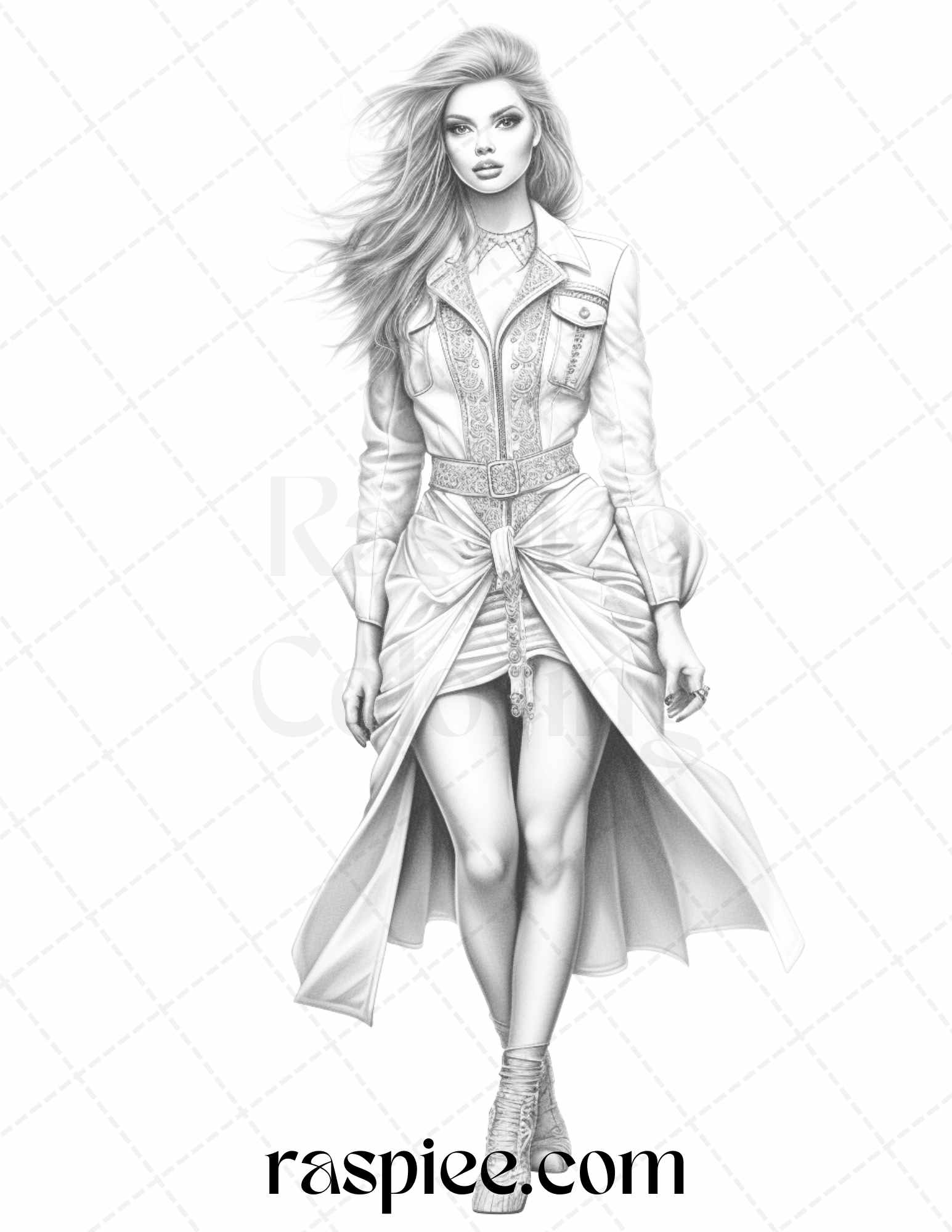 Fashion show grayscale coloring pages printable for adults pdf file i â coloring
