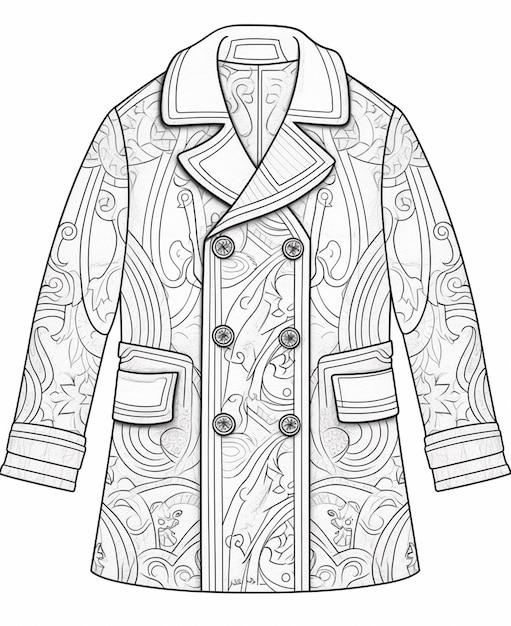 Premium ai image a coloring page of a coat with a paisley pattern generative ai