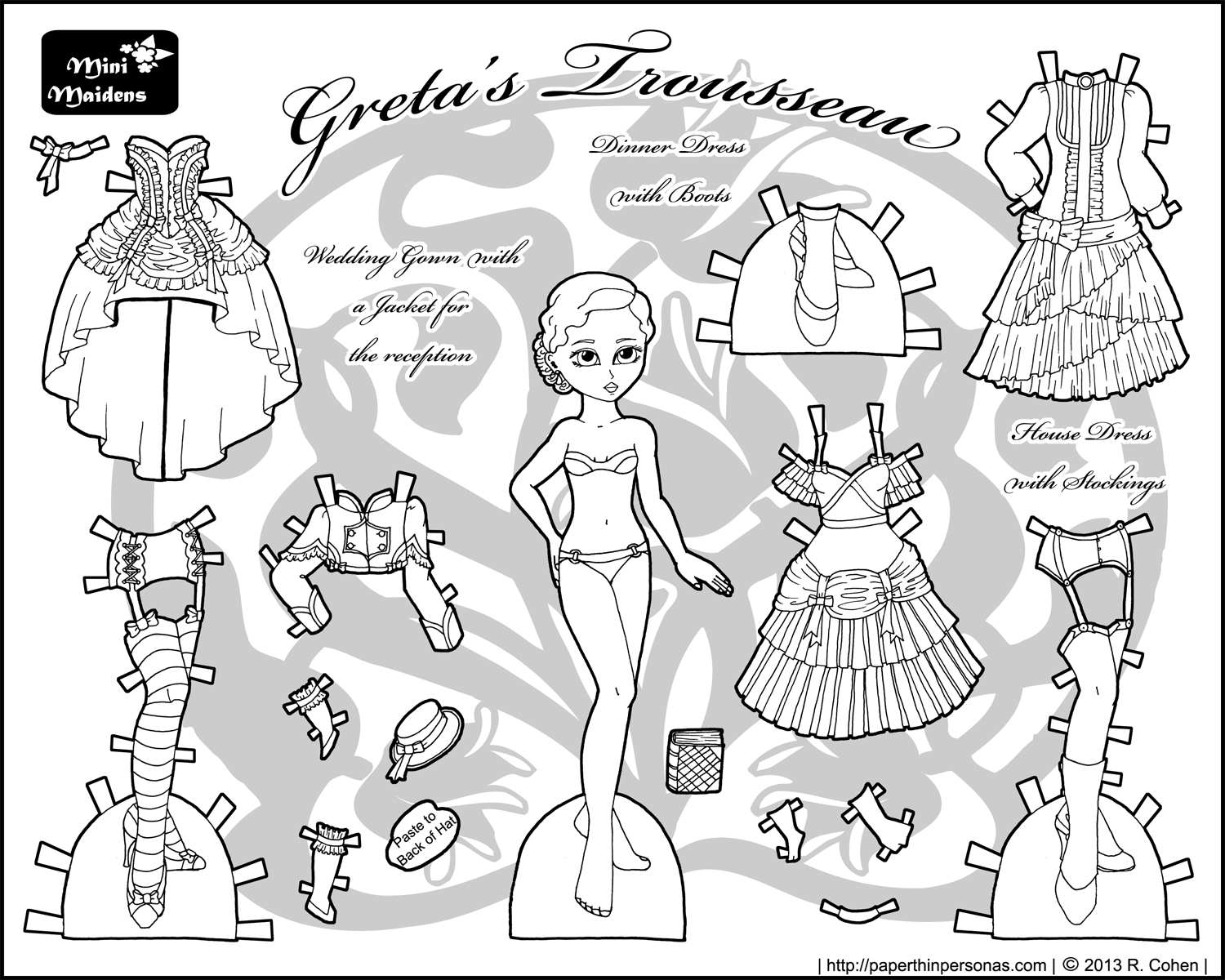 Free coloring pages paper doll patterns style â
