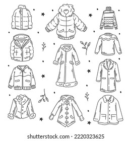 Winter jacket handdrawn doodles coloring stock vector royalty free