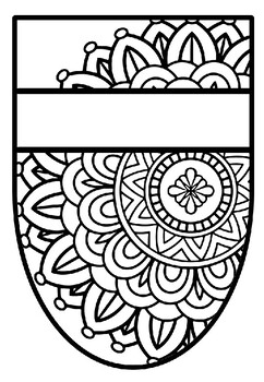 Pennant bullet board name banner mandala style pattern colorg set worksheet by swati sharma