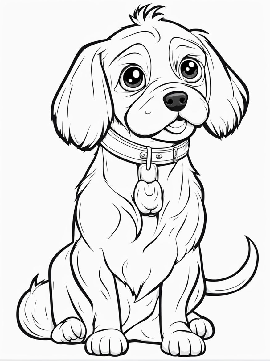 Blonde labrador puppy cute long snout red collar illustration