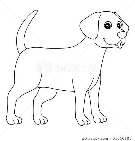 Chocolate lab dog isolated coloring page for kids