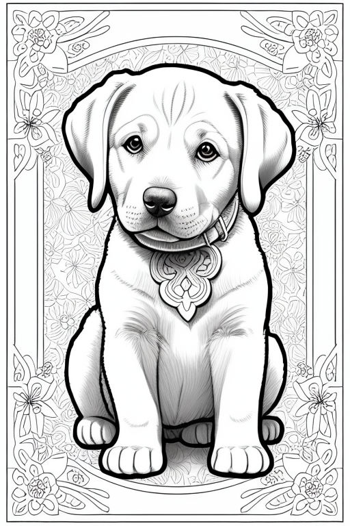 Coloring book a d style of baby dog