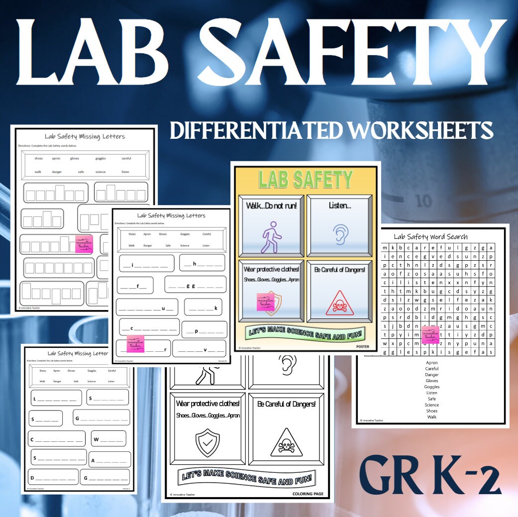 Science lab safety printable worksheets class poster lower elementary