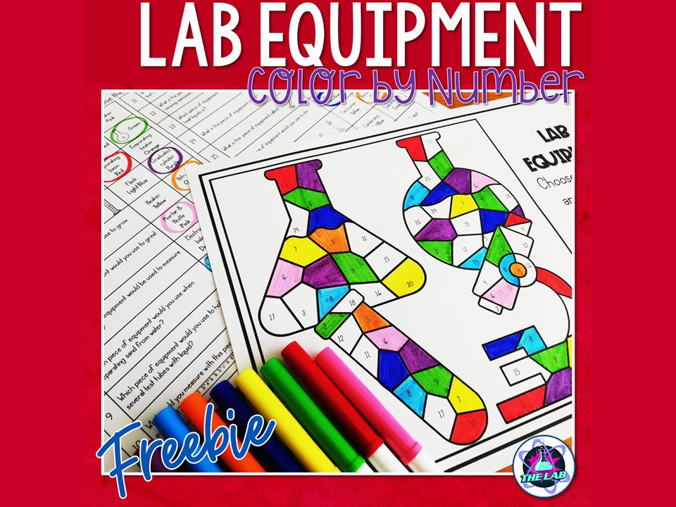 Lab equipment colour by number freebie teaching resources