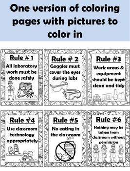 Lab safety posters for science classes coloring pages with bonus lab contract