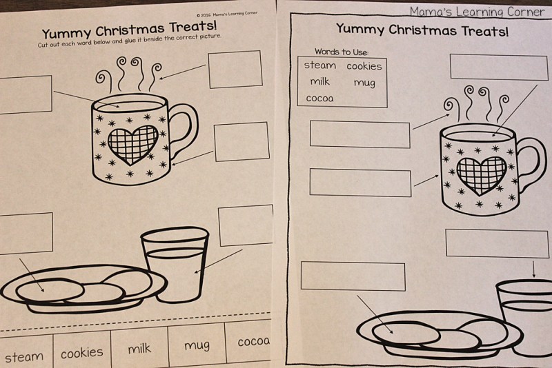 Christmas label the picture worksheets