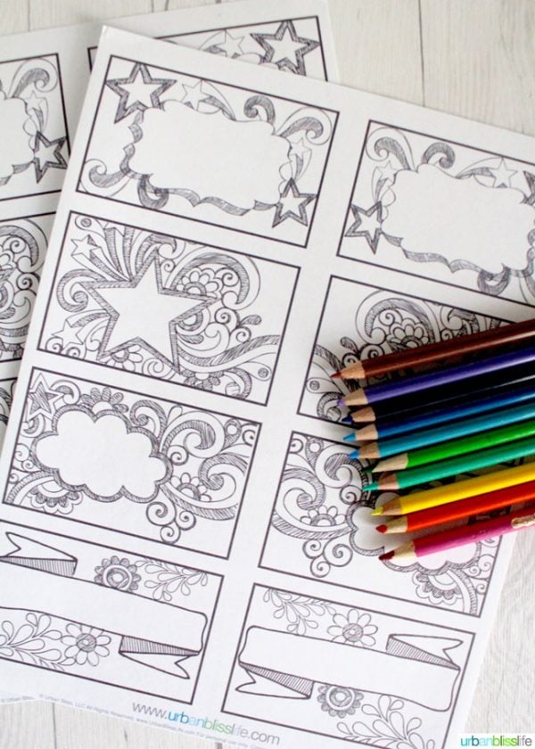Printable kids coloring labels
