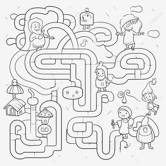 Labirinto papai noel presente e crianãas para colorir e imprimir png labirinto jogo de labirinto labirinto quebra cabeãa png imagem para download gratuito