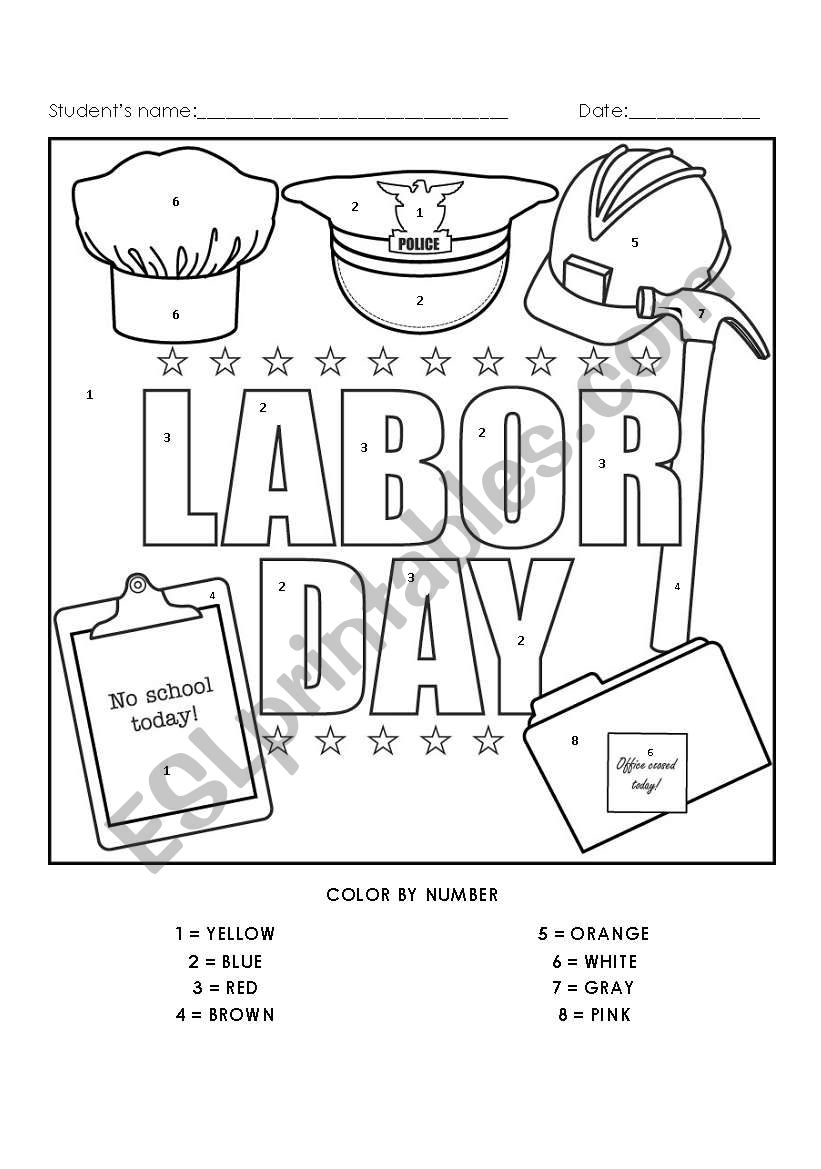 Labor day color by number activity