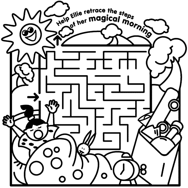 Ellie magical morning maze coloring page