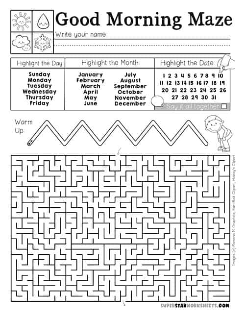 Morning work mazes