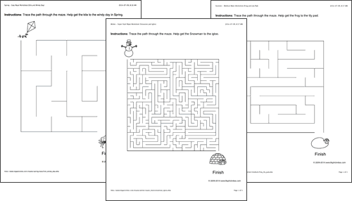 Maze worksheets