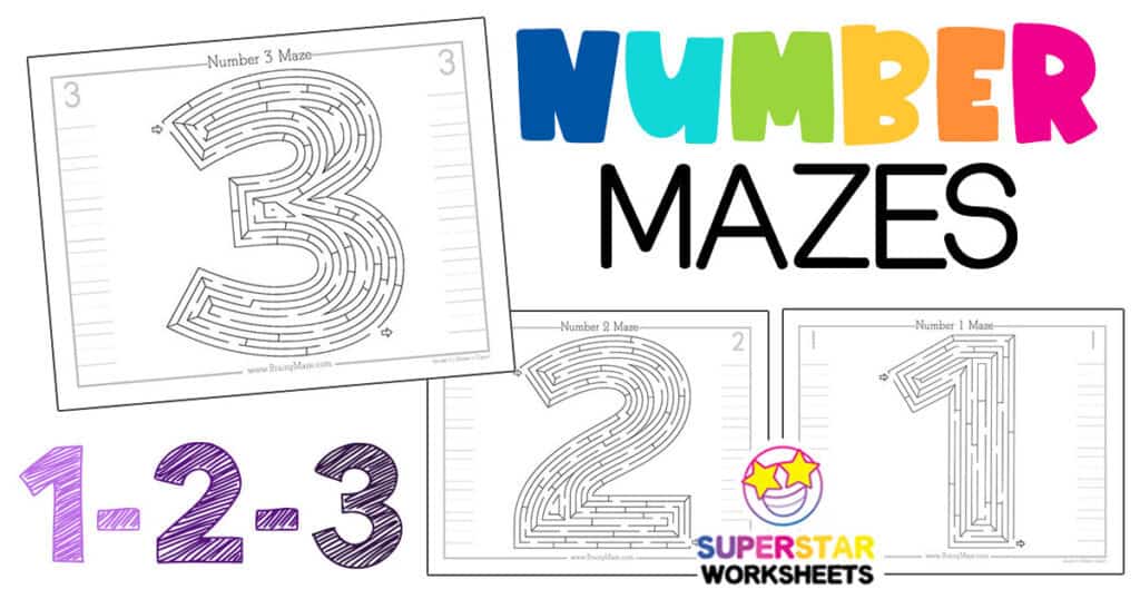 Number mazes worksheets