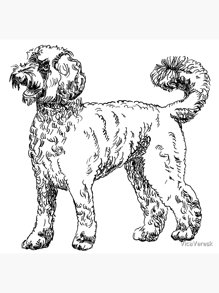 Portrait of labradoodle greeting card for sale by vicaveresk