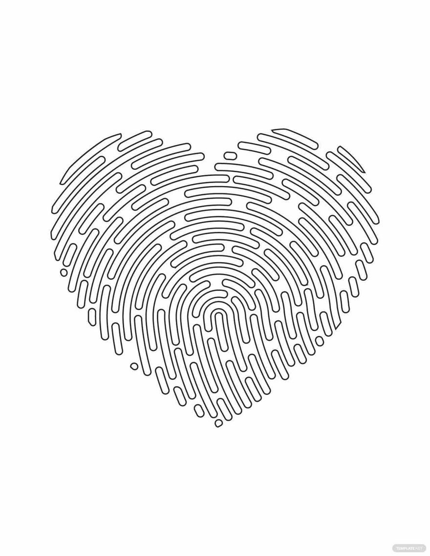 Free fingerprint heart coloring page