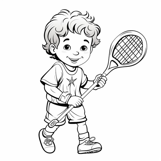 Premium ai image lacrosse cute kawaiicharm flat coloring book kawaii line art