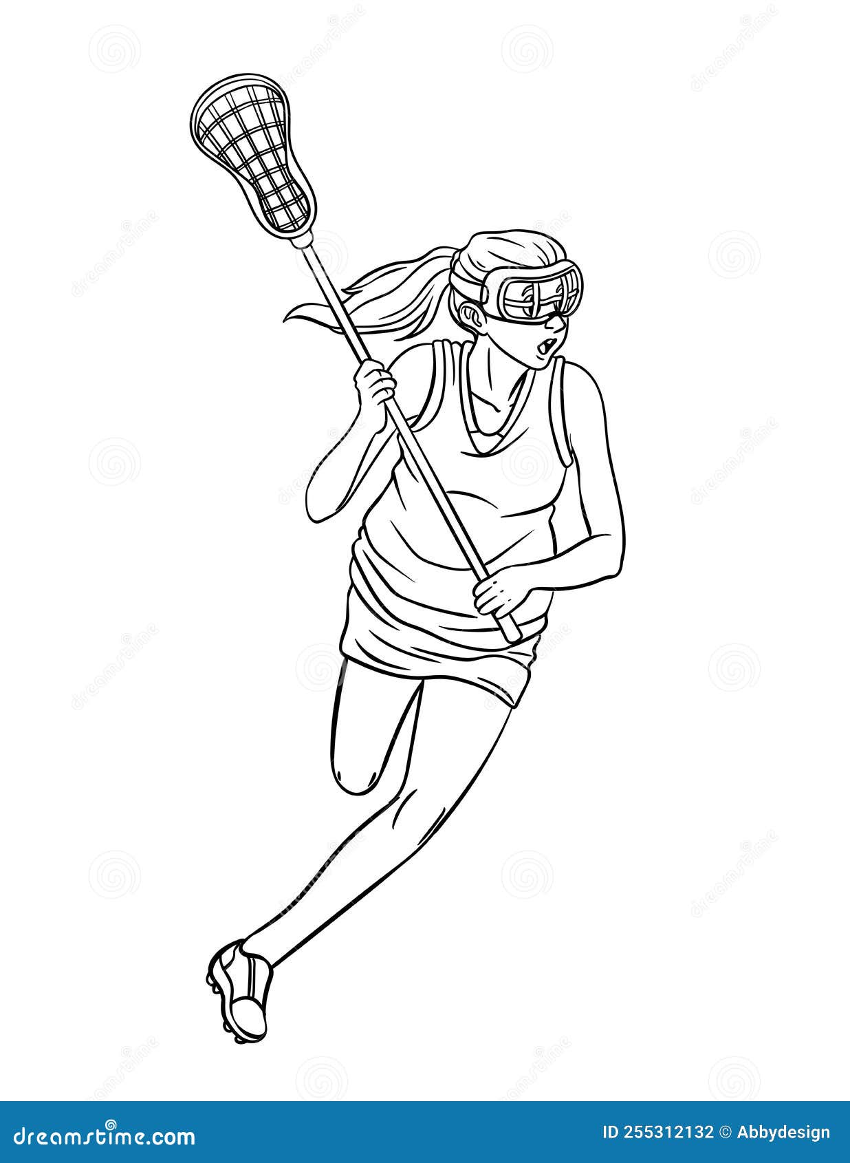 Lacrosse isolated coloring page for kids stock vector