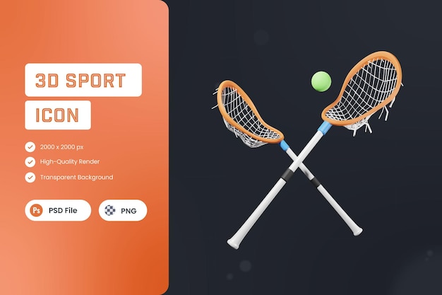 Premium psd d icon illustration lacrosse sports